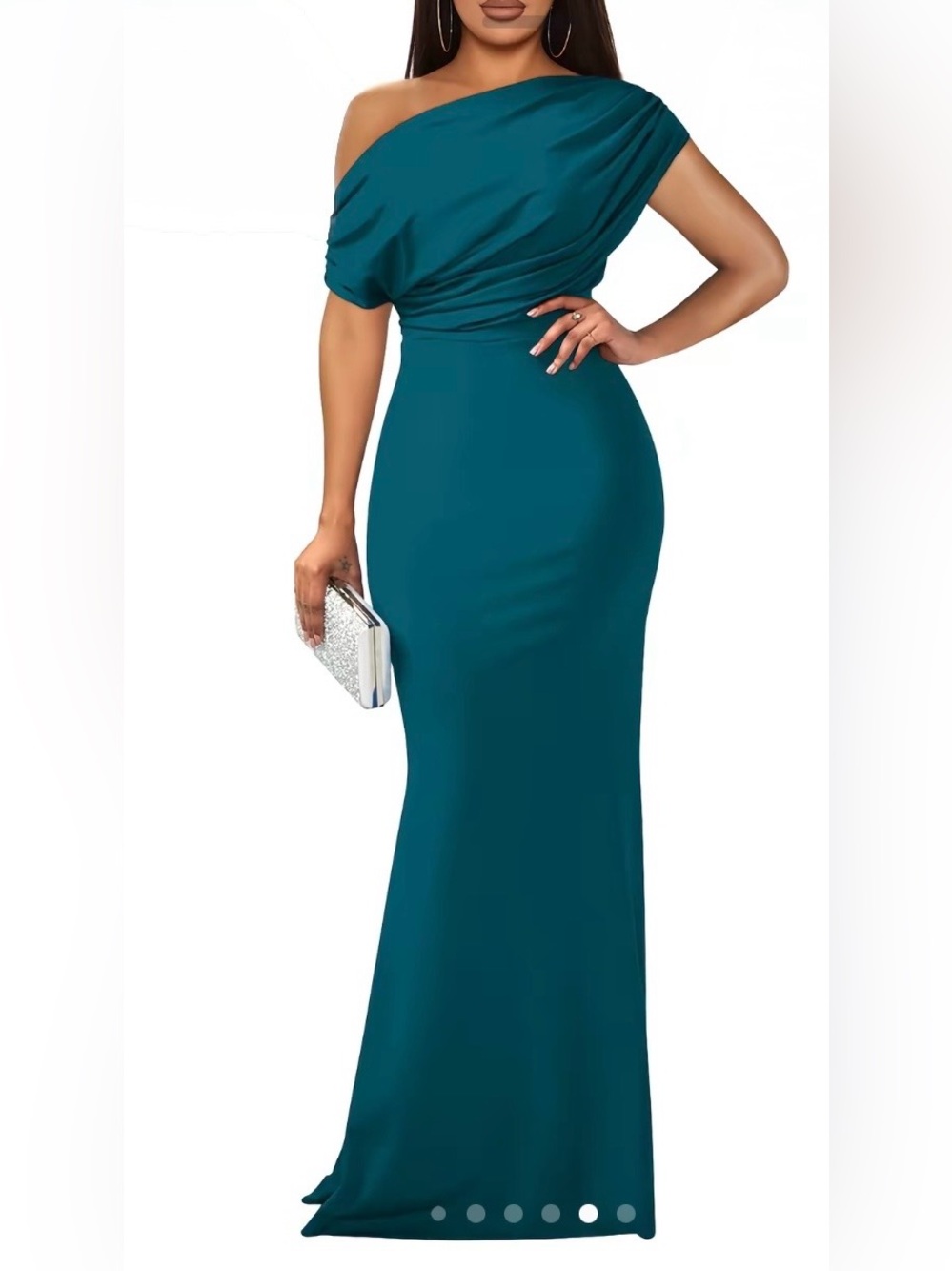 One-Shoulder Teal Evening Gown NWOT